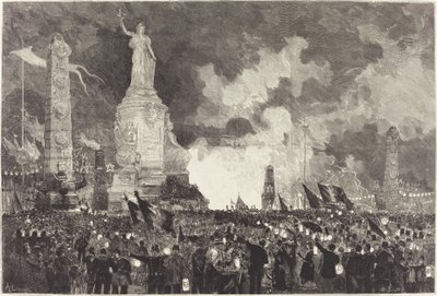 14. července. Osvětlení náměstí Republiky od Auguste Lepère after Henri Louis Scott