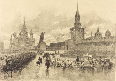 Korunovace cara. Imperial Cortège protíná Place Royale od Auguste Lepère and Auguste Gérardin