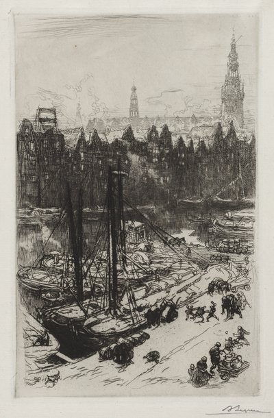 Amsterdam, pohled z hotelu Victoria od Auguste Louis Lepère