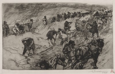 Bojujte proti sněhu, Quai aux Fleurs od Auguste Louis Lepère