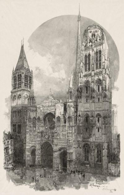 Ilustrovaný Rouen: Katedrála v Rouenu od Auguste Louis Lepère