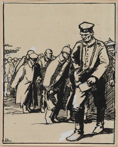 Pochod skupiny německých zajatců od Auguste Louis Lepère