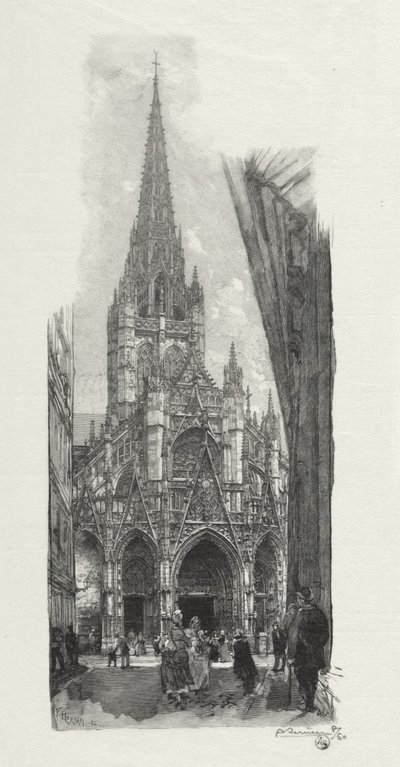 Ilustrovaný Rouen: Kostel Saint Maclon od Auguste Louis Lepère