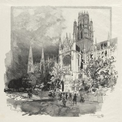 Ilustrovaný Rouen: Kostel Saint Ouen od Auguste Louis Lepère