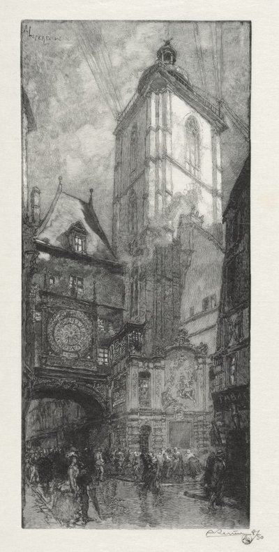 Ilustrovaný Rouen: Velké hodiny od Auguste Louis Lepère