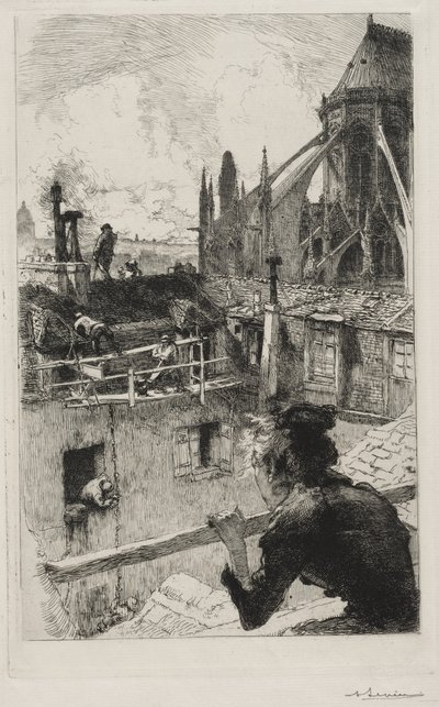 Na střechách poblíž Notre Dame od Auguste Louis Lepère