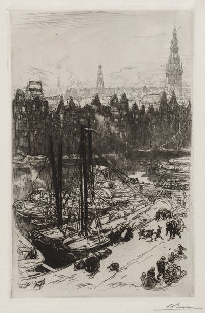 Amsterdam, pohled z hotelu Victoria od Auguste Louis Lepère