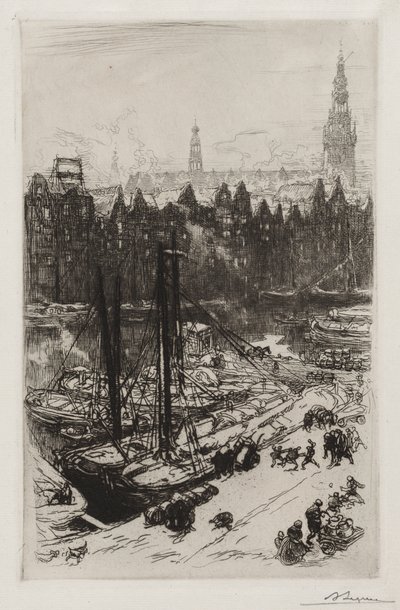 Amsterdam, pohled na hotel Victoria. od Auguste Louis Lepère