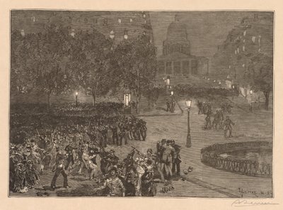 Bois du Monde: Les troubles du quartier Latin, 1882. od Auguste Louis Lepère