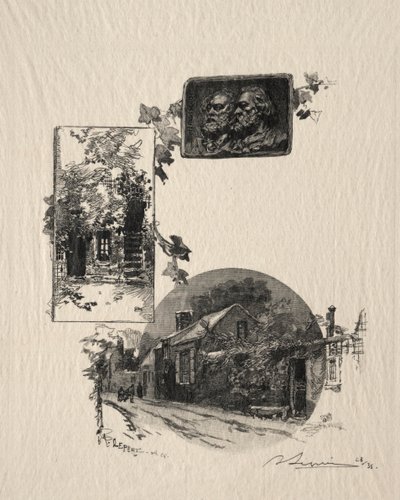 Entree de latelier Rousseau et la Maison de Millet, 1887. od Auguste Louis Lepère