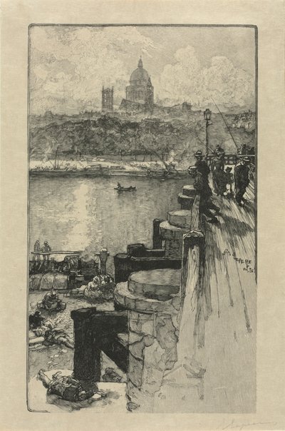 [Rybáři na molu, Paříž] od Auguste Louis Lepère