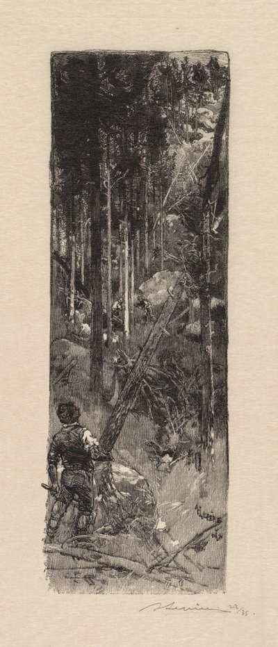 Fontainebleau Forest: Cutting of Pines La Forêt de Fontainebleau: Abatage des pins, 1890. od Auguste Louis Lepère
