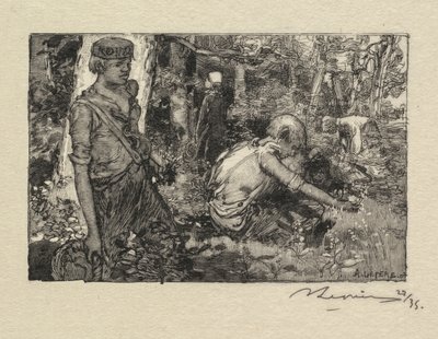 Fontainebleau Forest: Gatherine Lily-of-the-Valley La Forêt de Fontainebleau..., 1890. od Auguste Louis Lepère
