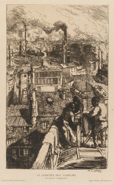 Gazette des Beaux-Arts: Čtvrť gobelínů, 1889. od Auguste Louis Lepère