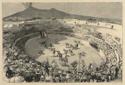 Itálie. Festival v Pompejích, cirkus gladiátorů od Auguste Louis Lepère