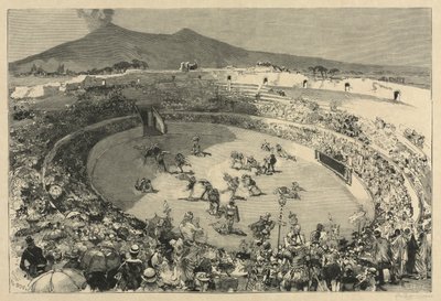 Itálie. Festival v Pompejích, cirkus gladiátorů, 1884. od Auguste Louis Lepère