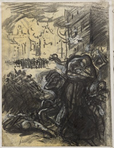 Požár v Louvain od Auguste Louis Lepère