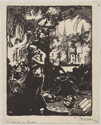 Požár v Louvain od Auguste Louis Lepère