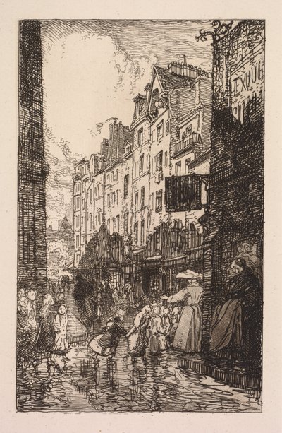 La Biévre, Les Gobelins, Saint-Séverin: Čtvrť Saint-Séverin: Rue des Prêtres Saint-Séverin od Auguste Louis Lepère