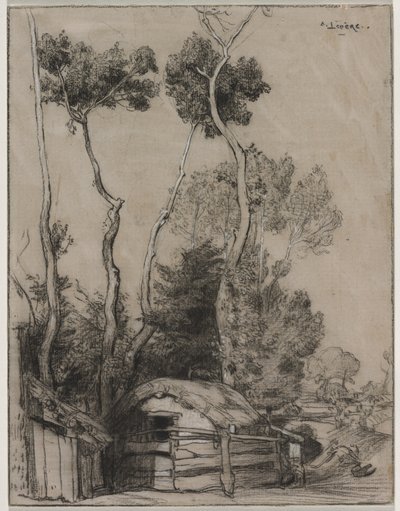 Krajina s chalupami od Auguste Louis Lepère