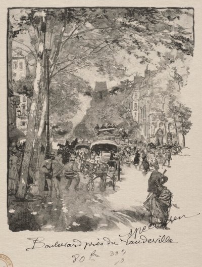 Boulevard poblíž Vaudeville od Auguste Louis Lepère