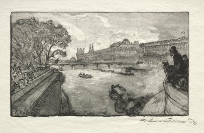 Louvre, pohled z Pont Neuf, 1890. od Auguste Louis Lepère
