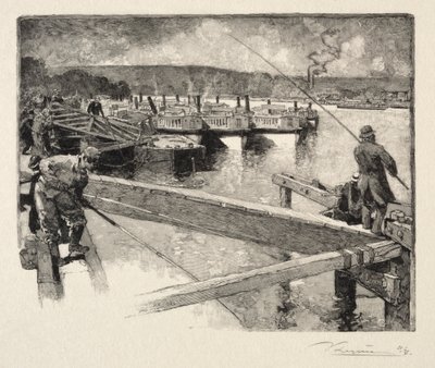 Omnibusová garáž. od Auguste Louis Lepère