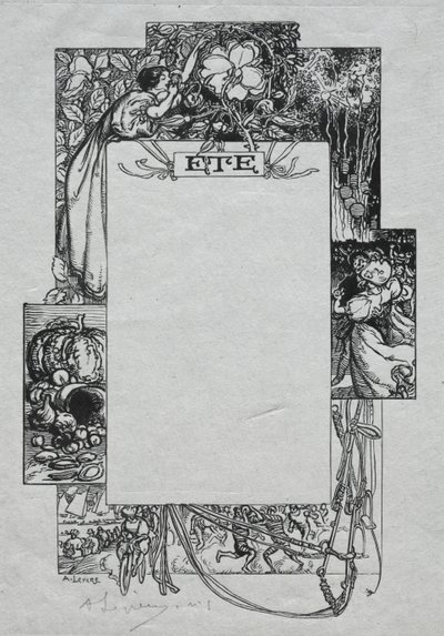 Pařížský almanach, 1897: Dekorativní hranice, léto, 1897. od Auguste Louis Lepère