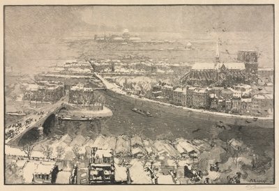 Paříž pod sněhem, 1890. od Auguste Louis Lepère