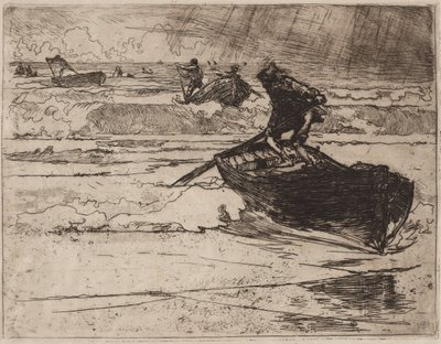 Rybáři prchající před bouří od Auguste Louis Lepère