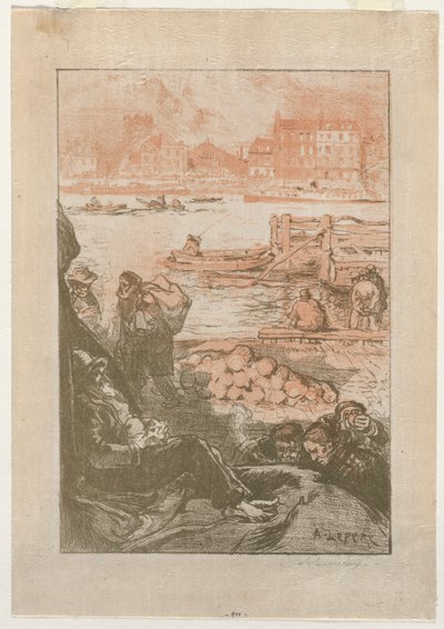[Sedláci u přístaviště, Paříž]. od Auguste Louis Lepère