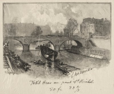 Ruční palná zbraň v Pont St. Michel od Auguste Louis Lepère