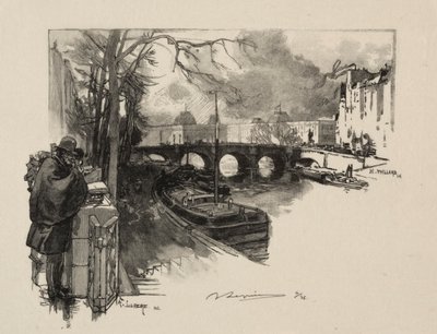 Malé rameno Seiny v Pont Neuf od Auguste Louis Lepère