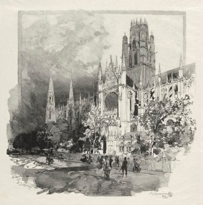 Ilustrovaný Rouen: Kostel Saint Ouen od Auguste Louis Lepère