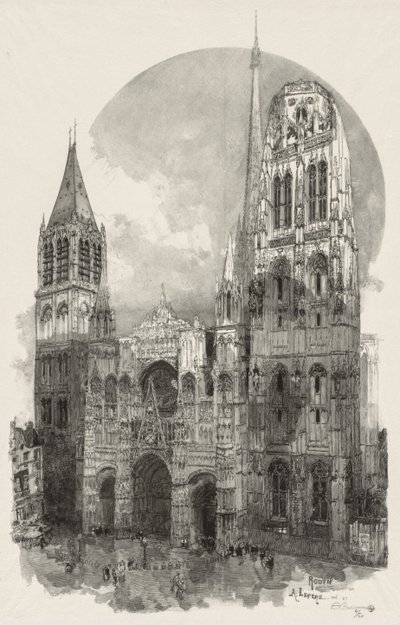 Ilustrovaný Rouen: Katedrála v Rouenu od Auguste Louis Lepère