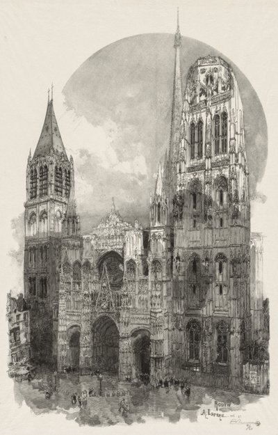 Ilustrovaný Rouen: Katedrála v Rouen, 1888. od Auguste Louis Lepère