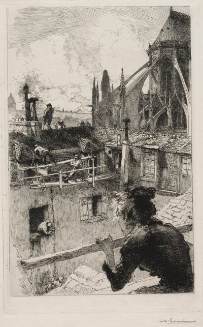 Na střechách poblíž Notre Dame od Auguste Louis Lepère