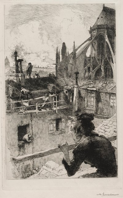 Na střechách poblíž Notre Dame, 1893. od Auguste Louis Lepère