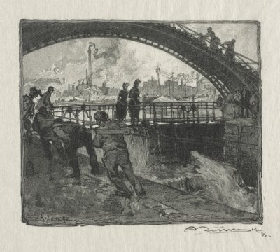 Plavební komora Svatomartinského kanálu od Auguste Louis Lepère