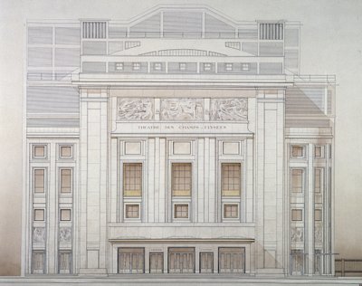 Theatre des Champs-Elysees: fasáda - projekt Perret od Auguste Perret