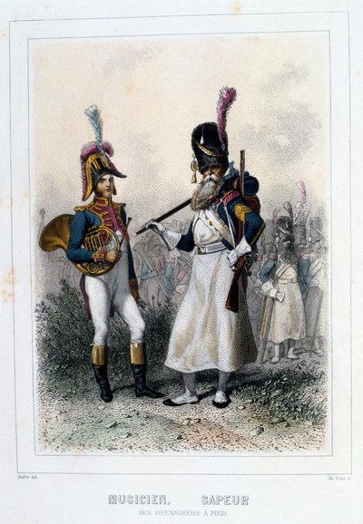 Hudebník a sapper of the Grenadiers-à-Pied, 1859. od Auguste Raffet
