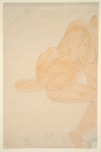 Nahý sedí, koleno zvednuté od Auguste Rodin