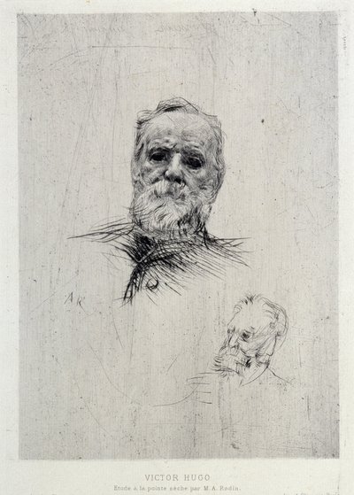 Portrét Victora Huga (1802-1885), ilustrace z The Gazettes de beaux Arts od Auguste Rodin