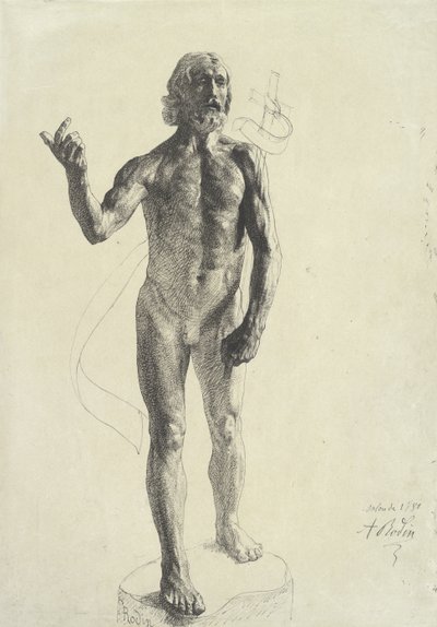Sv. Jan Křtitel, 1880 (černý inkoust s grafitem na papíře) od Auguste Rodin