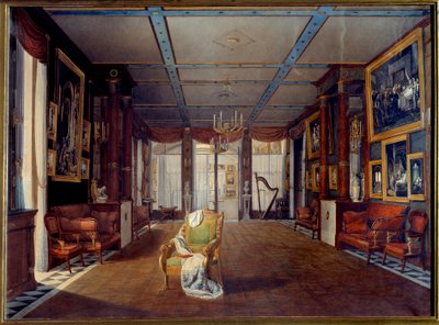 Hudební místnost v Chateau de la Malmaison v roce 1812 Obraz Auguste Garneray (1785-1824) 1812 Ne. 0,66x0,91 m Malmaison, hradní muzeum od Auguste Simon Garneray