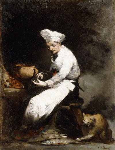 Kuchař a kočka, od Auguste Theodule Ribot