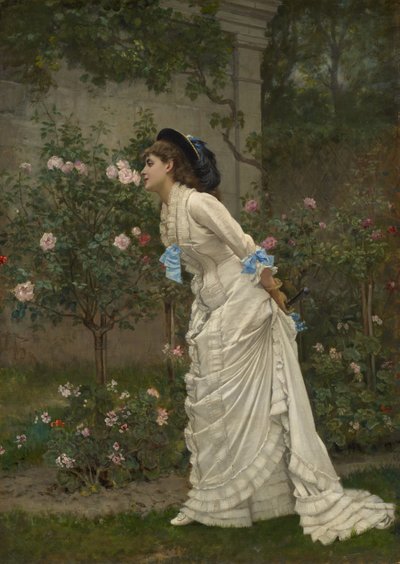 Žena a růže, 1879 od Auguste Toulmouche