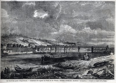 Nový most má Argenteuil. Spojení severní a západní tratě. Ermontova sekce (trubkový systém). Rytina podle skici od Ralpha v „“ Le Monde illustrious“, 29. 8. 1863. Soukromá sbírka. od Auguste Victor Deroy