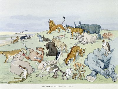 Zvířata nemocná morem “” Les Fables de la Fontaine””, nemocná. od Auguste Vimara (1851-1916), Tours, v A, Mame & Son od Auguste Vimar