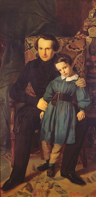 Victor Hugo (1802-85) a jeho syn, Francois-Victor, 1836 od Auguste de Chatillon
